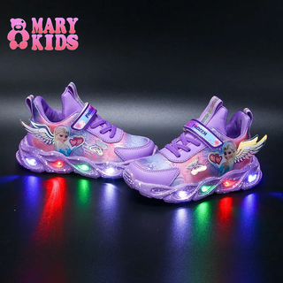 Đèn Aisha đông lạnh cho bé gái 2022 Giày thể thao nữ đế mềm bằng da mới dành cho trẻ em và trẻ em gái