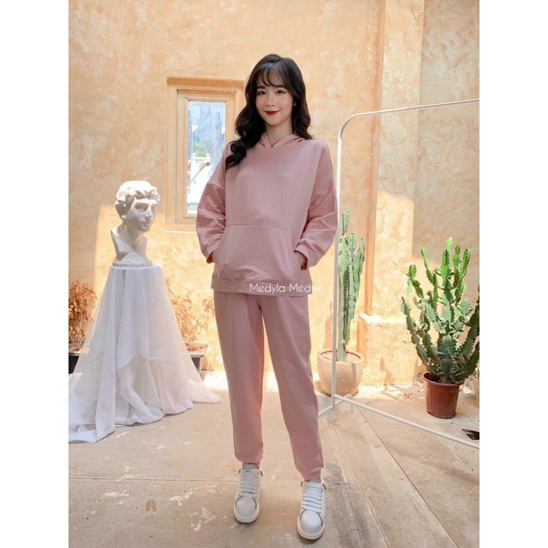 Bộ bầu thu đông chất nỉ Aidenshop bộ đồ bầu thiết kế quần chun chỉnh 45-65kg