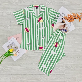 Đồ Bộ Pijama Lửng Chất LỤA Thái f21- SIÊU MÁT