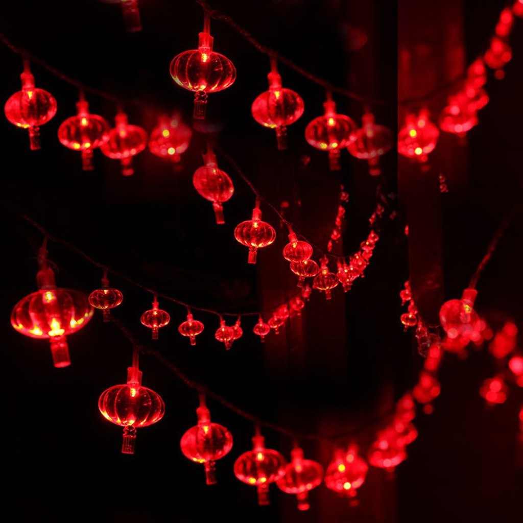 Dây đèn led hình đèn lồng trang trí tết năm mới quán cà phê trà chanh trà sữa GIVASOLAR GV-LSL