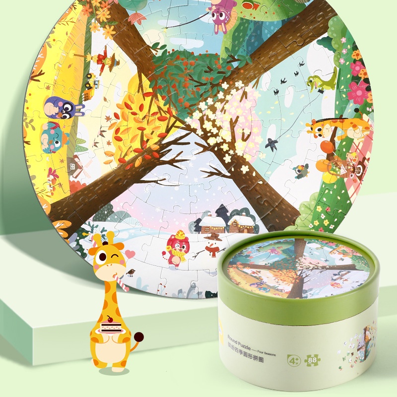 Xếp hình cho bé từ 3 tuổi bộ ghép hình puzzle hãng Gwizz 88 miếng ghép tạo bức tranh Xuân Hạ Thu Đông