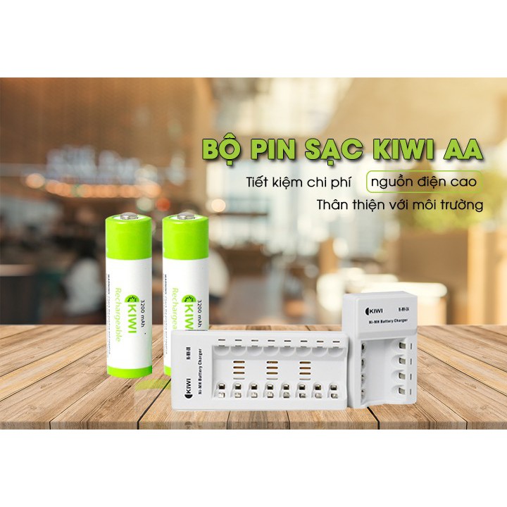 Bộ 4 Pin Sạc KIWI NI-MH AA 1,2V 3200mAh