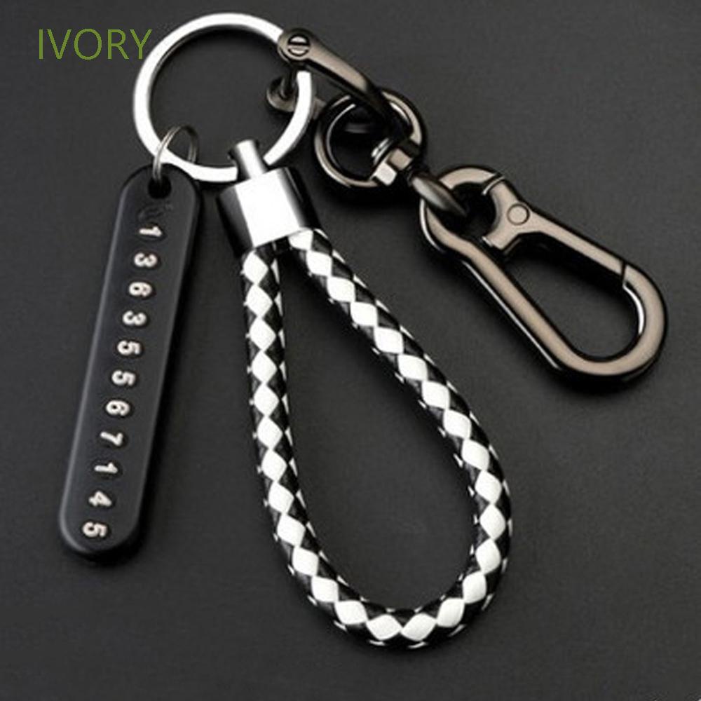 Móc khóa bằng da gắn thẻ số điện thoại bền bỉ nhiều màu tùy chọn