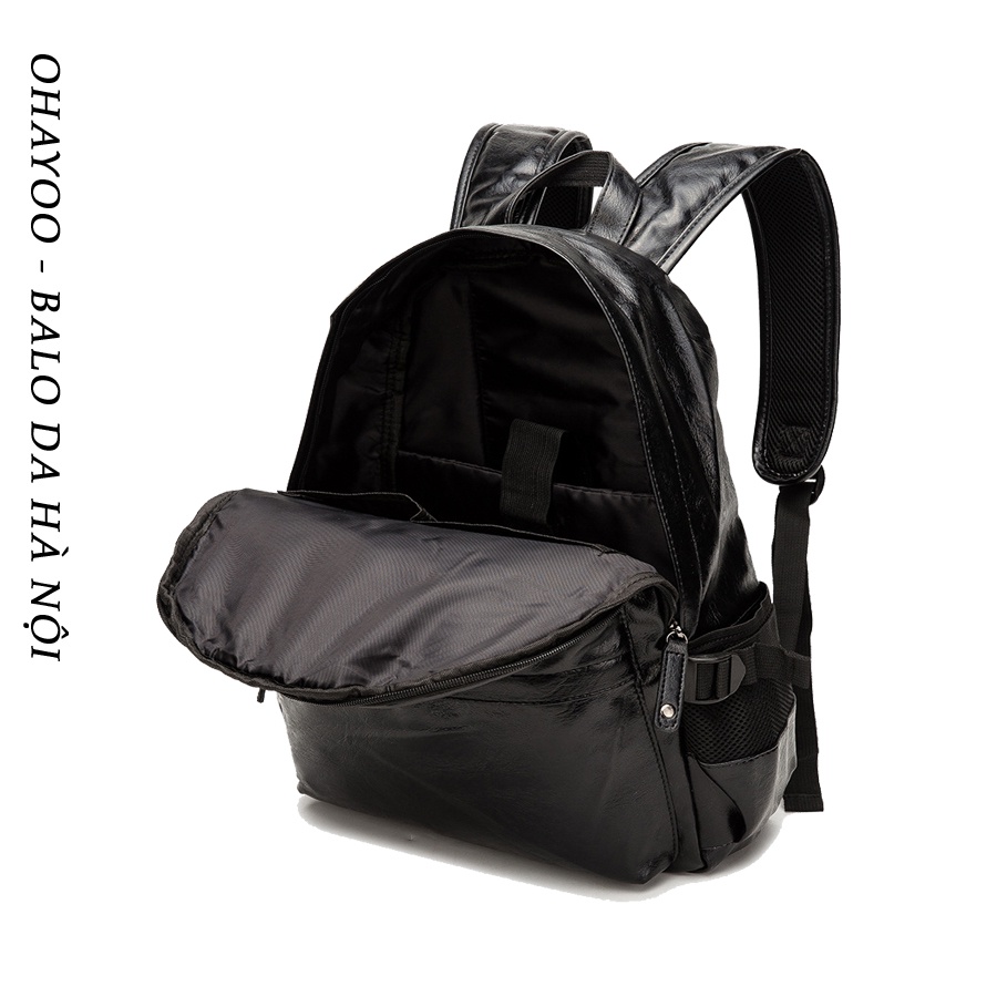 Balo da nam nữ Ohayoo phong cách Hàn Quốc Ulzzang đi học đi chơi, cặp da nam nữ chống nước đựng laptop