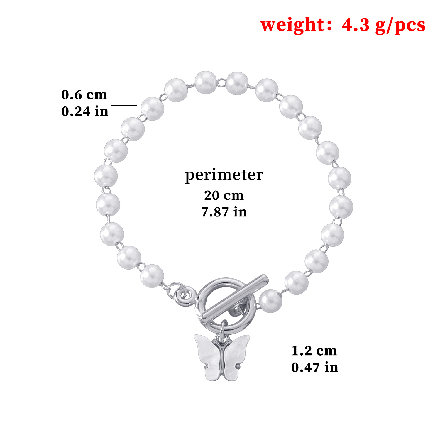 Vòng tay dây xích phối ngọc trai hình bướm phong cách Hàn Quốc | BigBuy360 - bigbuy360.vn