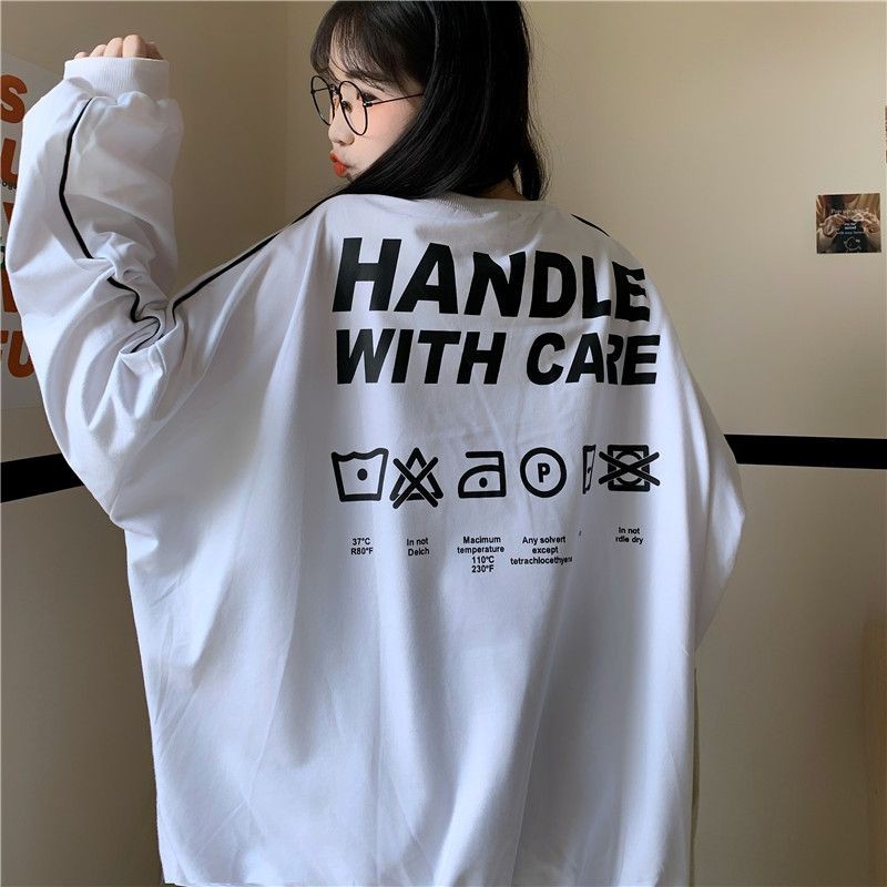 Áo Sweater dài tay 2 màu Trắng / Tím . Dáng Oversize Ulzzang Hàn Quốc 😍😍😍Áo không nót nỉ