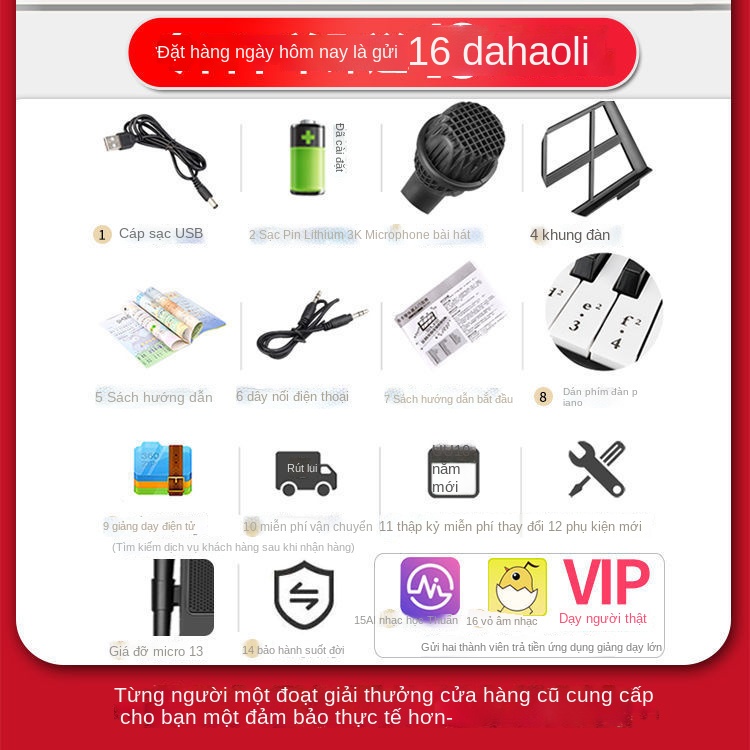 ▪◊Đèn chiếu sáng thông minh 61 phím đàn piano điện tử người lớn mới bắt đầu học đàn piano micro đàn ông và phụ nữ trẻ em