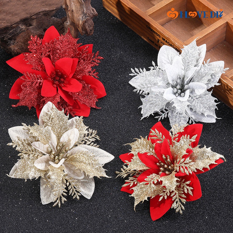 Bộ 5 Cây Thông Giáng Sinh Lấp Lánh / Bột Vàng Nhân Tạo Trang Trí Bàn Làm Việc