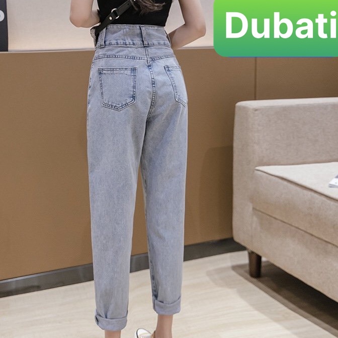 QUẦN JEAN BAGGY NỮ CHẤT BÒ CO GIÃN 2 CÚC LƯNG CAO NÂNG MÔNG BẢN TO KIỂU CHÉO- DB 287- DUBATI FASHION