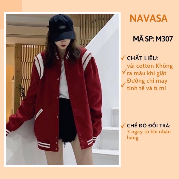 Áo bomber nam nữ 2 sọc phối vai form rộng NAVISA M307