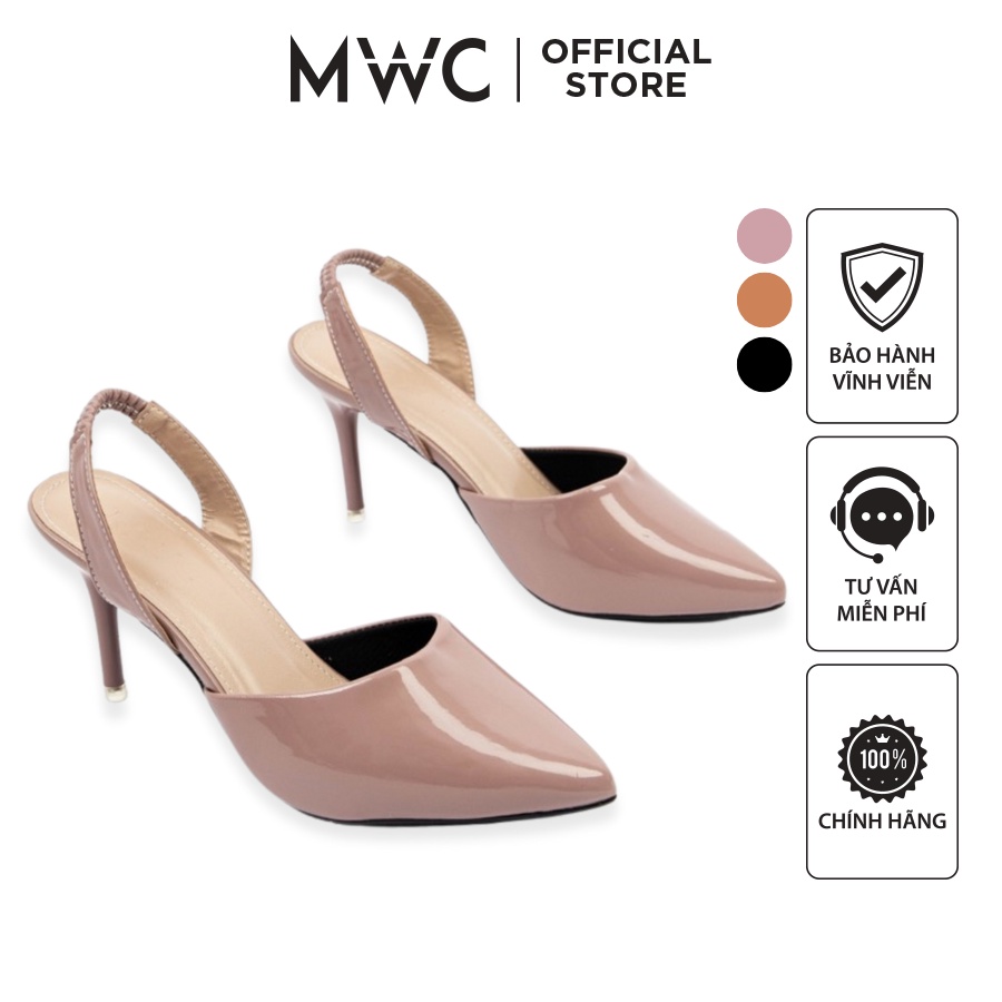 Giày MWC 3905 - Giày Cao Gót 2 Màu Đen Hồng Mũi Nhọn Gót Nhọn