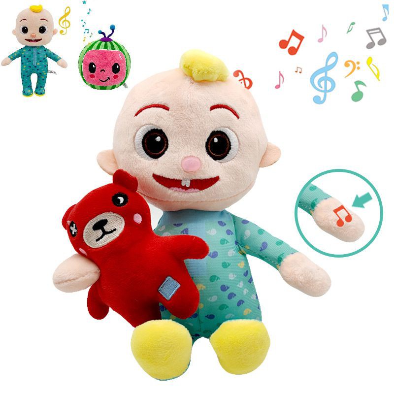 {Ready Stock}Big Sale ,Kawaii Musical Cocomelon Toys Plushie Doll Cocomelon JJ Bear with Sound Educational Stuffed Toys Music Kids Toys Baby Gifts