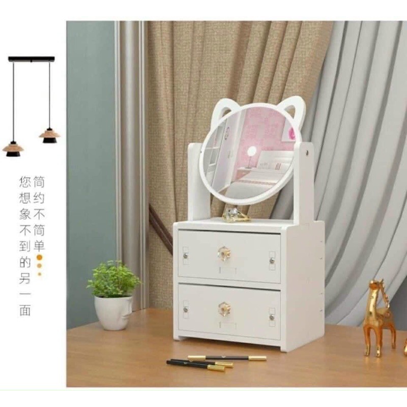 KỆ MỸ PHẨM GƯƠNG TAI MÈO 2 TẦNG