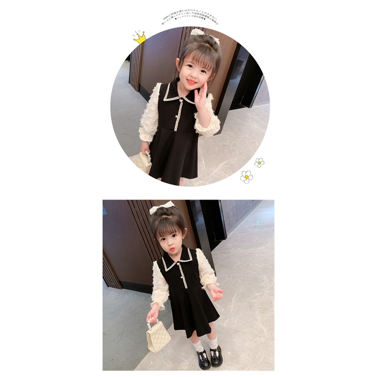 IQ ANGEL Đầm Công Chúa Phong Cách Phương Tây Hàn Quốc Mẫu Mới Thời Trang Xuân Thu Cho Bé Gái