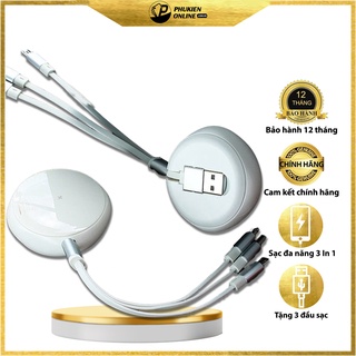 Cáp sạc hộp rút 3 trong 1 FLOVEME M10-Tích hợp cả 3 đầu sạc ip/MicroUSB/Type C-Sạc nhanh-Siêu tiện lợi