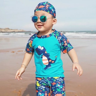 {ORDER} Bộ bơi khủng long cho bé trai (có mũ)