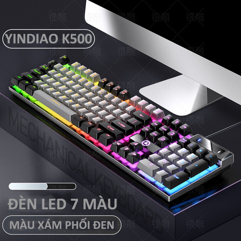 Bàn phím giả cơ YINDIAO K500 đa dạng màu sắc kèm theo đèn led 7 màu xuyên phím dành cho game thủ | BigBuy360 - bigbuy360.vn