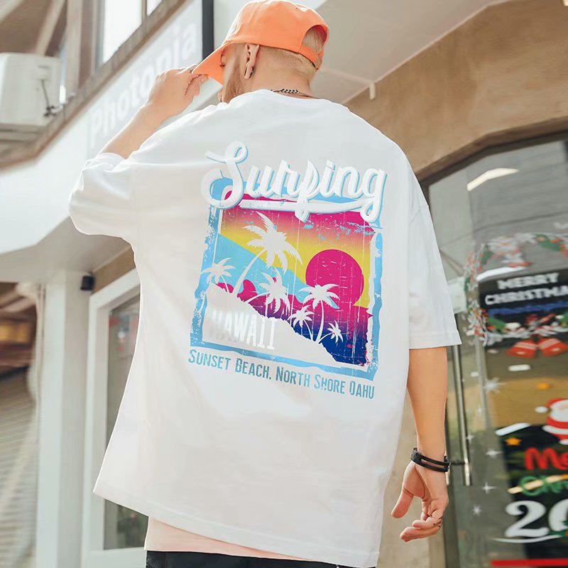 2021 New T-shirt Male Fat Men Clothing Printing Oversized Tshirt Loose Trend Men Top