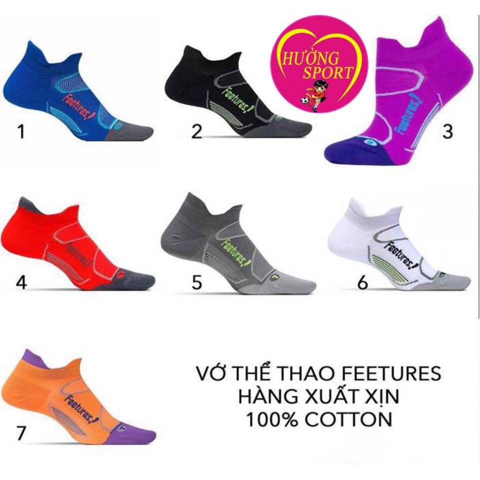 Vớ thể thao Feetures hàng xuất xin 100% cotton