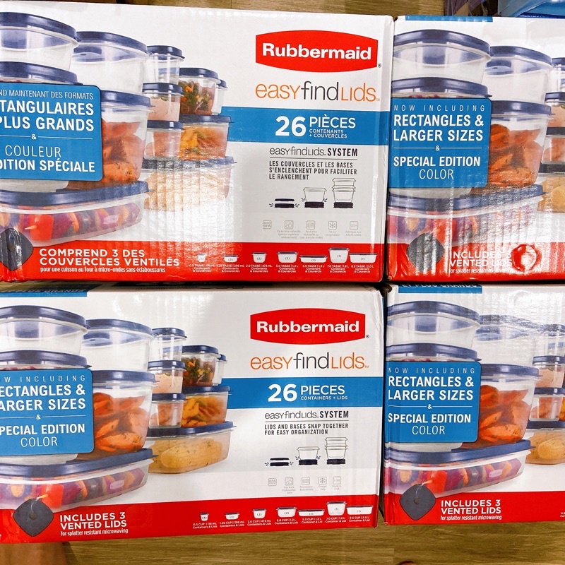Bộ 13 hộp nhựa chịu nhiệt Rubbermaid Easy Find Lids Food Storage With Navy Lids