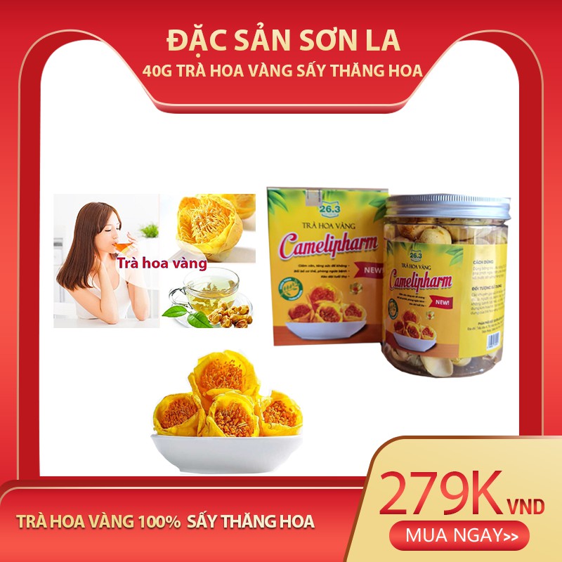 [Chính hãng] 40g Chè hoa vàng Comepharm chữa ung thư, mỡ máu, huyết áp, tốt cho sức khỏe