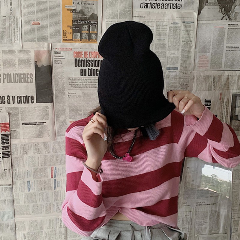 Mũ Len Dệt Kim Mỏng Phong Cách Retro Hàn Quốc Cá Tính