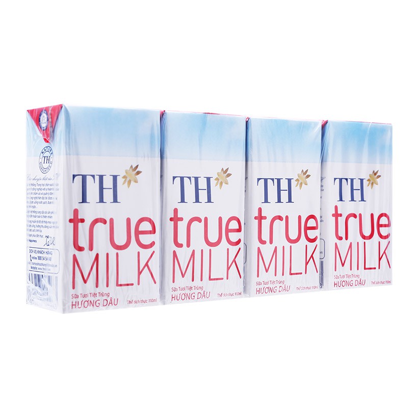 [CHÍNH HÃNG] Sữa Tươi Tiệt Trùng TH True Milk Hương Dâu Thùng 48 Hộp x 110ml