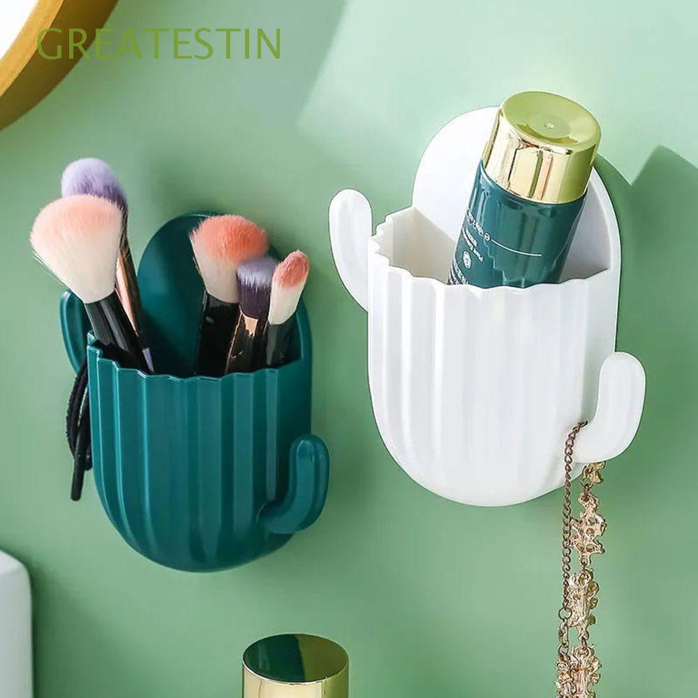 GREATESTIN 1Pc Bathroom Storage Holder Plastic ABS INS Nordic Style Multifunctional Hanging Toothbrush Bow Shaver Home Living Organizer Cactus Hook Self-adhesive Eamless Bathroom Accessories/Multicolor