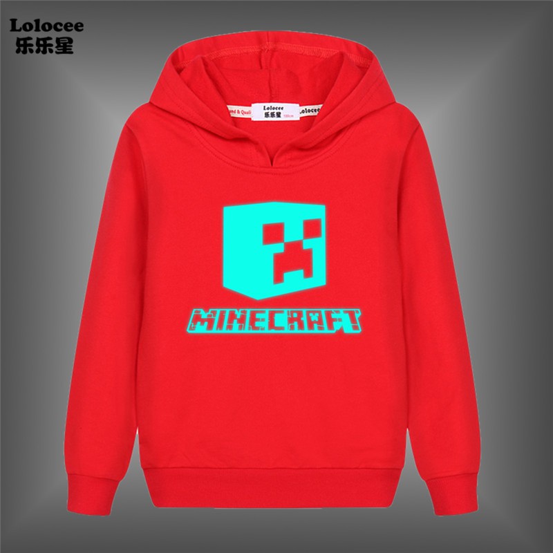Boys Minecraft Glowing In The Dart Sweatshirt Kids Long Sleeve Pullover Hoodie Luminouse Clothes