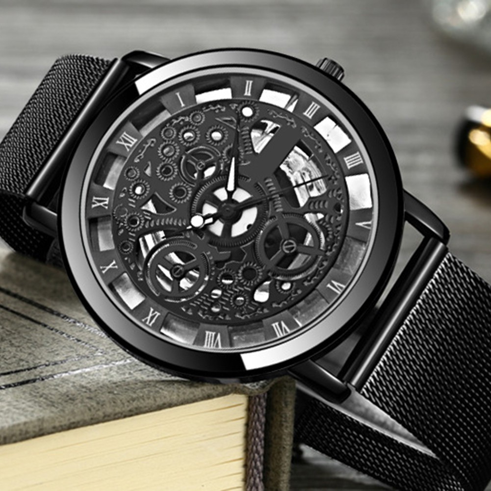 Đồng Hồ Analog Máy Quartz Mặt Tròn Dây Kim Loại