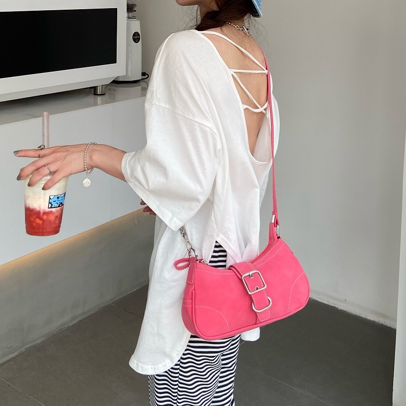 Túi Đeo Vai Màu Đỏ Hồng Trơn Thời Trang