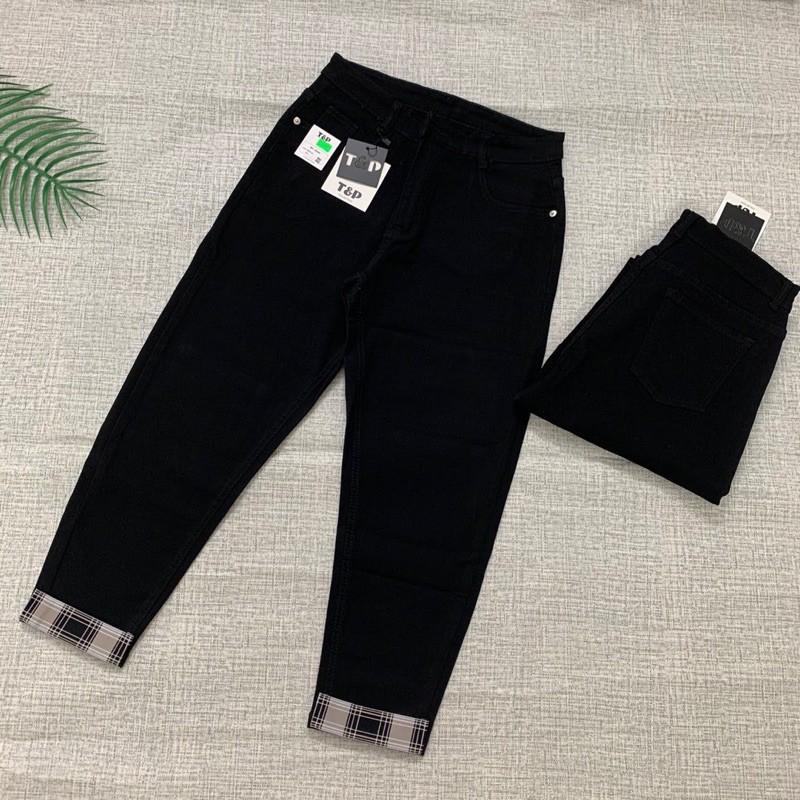 Quần baggy nữ, quần jean đen bigsize 62-100kg, vải co giãn 4 chiều | BigBuy360 - bigbuy360.vn
