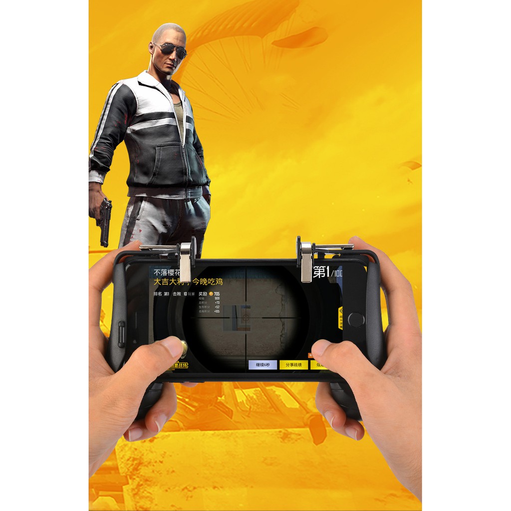 Tay cầm game nút chơi game 4 trong 1 có nút bắn cho điện thoại Pubg, Ros, Free fire Controller Phặn Phặn