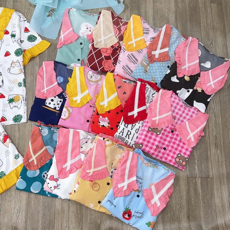 BỘ ĐỒ NGỦ PIJAMA LỤA 100D LỬNG PHỐI BÈO SIÊU XINH