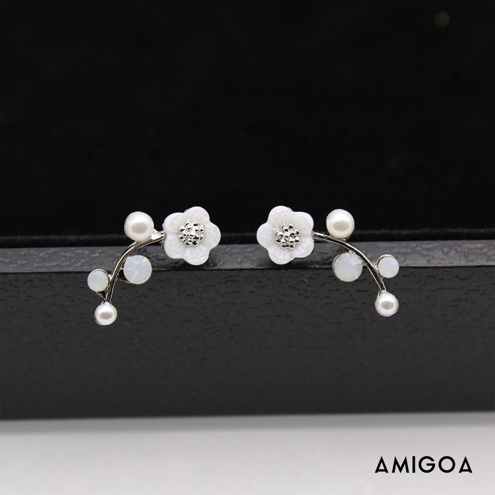 ✨✨Đôi bông tai hình hoa phối đính ngọc trai thời trang cho nữ