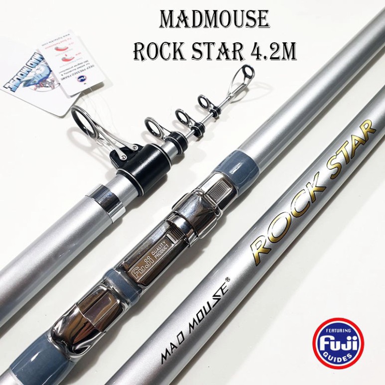 Cần câu lục xa bờ MAD MOUSE ROCK STAR 4m2 khoen pass Fuji made in Japan, độ cứng 46T - BX+ ( . ảnh ) docau