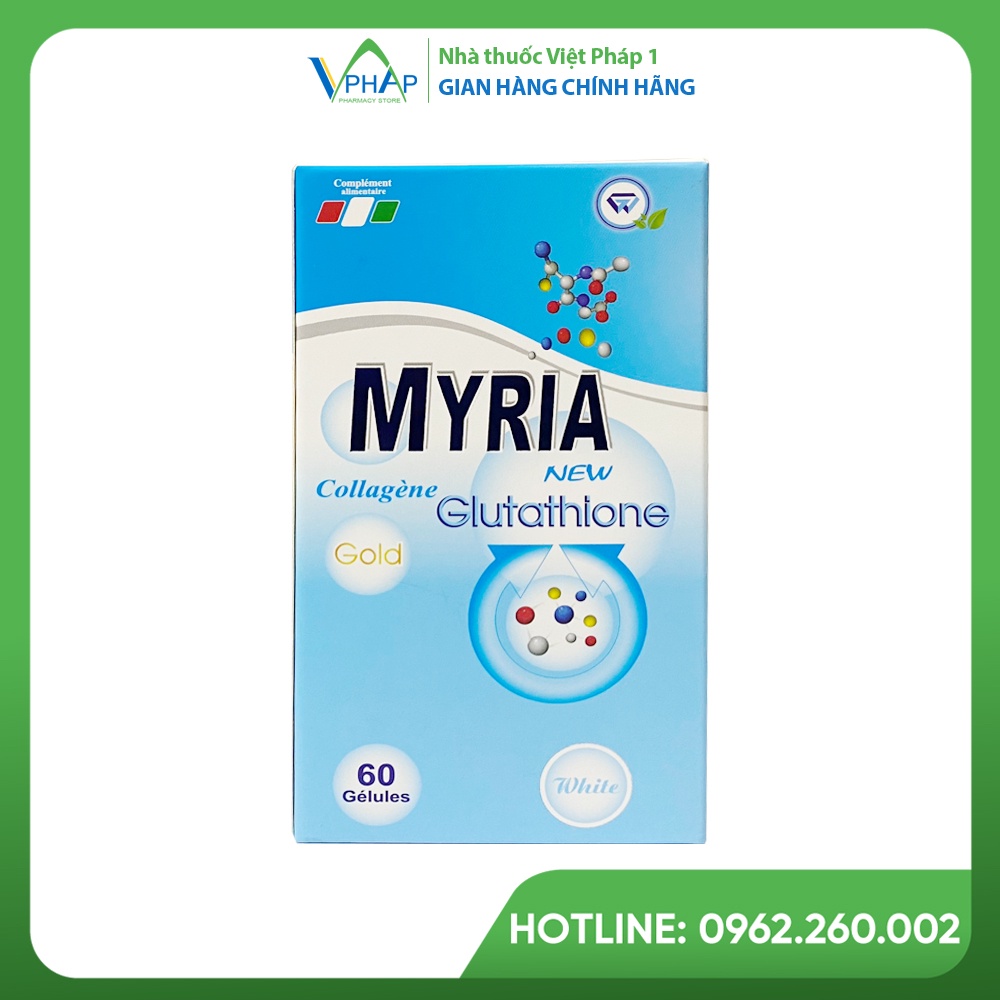 Viên Uống Myria Giúp Hỗ Trợ Chống Oxy Hóa, Tăng Cường Hệ Miễn Dịch, Làm Chậm Quá Trình Lão Hóa, Làm Đẹp Da - Hộp 60 viên