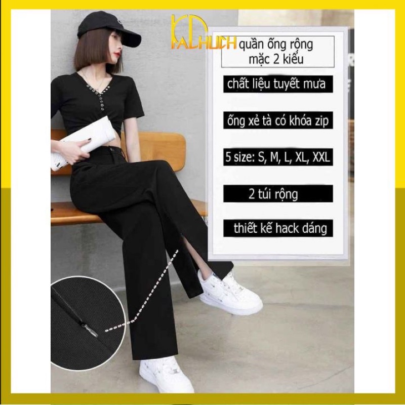 QUẦN ỐNG RỘNG KHOÁ KÉO CHÂN,MẶC ĐƯỢC 2 KIỂU
