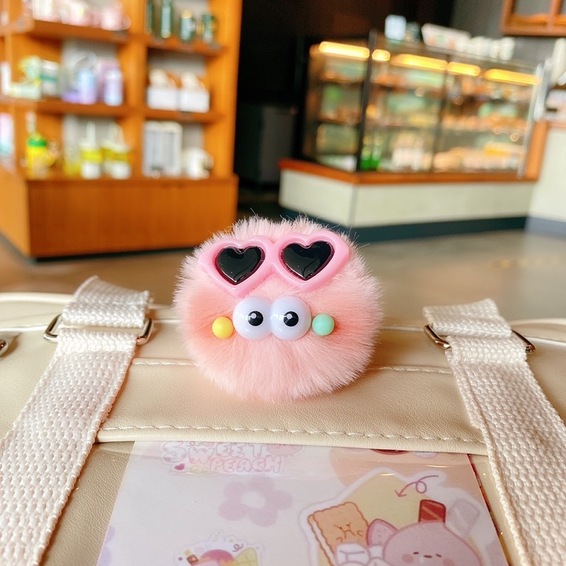 Móc khoá cục bông Nhím lông xù mềm mịn xinh xắn cute