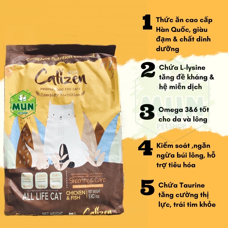 Thức ăn hạt cho mèo Catizen túi 1kg