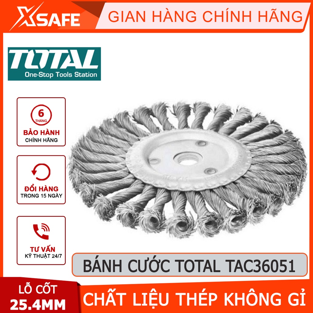 Bánh cước TOTAL TAC36051 chén cước đánh bóng sợi đồng Đường kính 125mm, Kích thước dây 0.35mm đánh rỉ các vật dụng