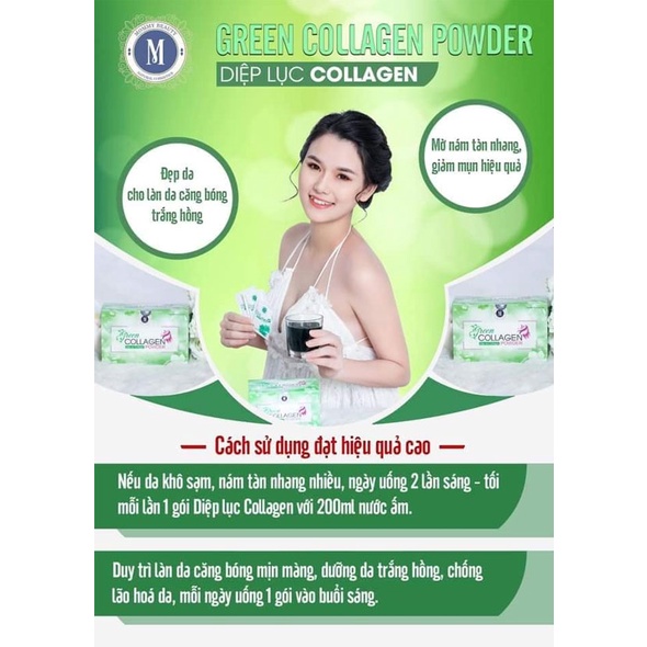 Diệp Lục Collagen GREEN BEAUTY Chính Hãng MERRY STORE Nguyên Mã giúp Đẹp Da Cân Bằng Nội Tiết Tố