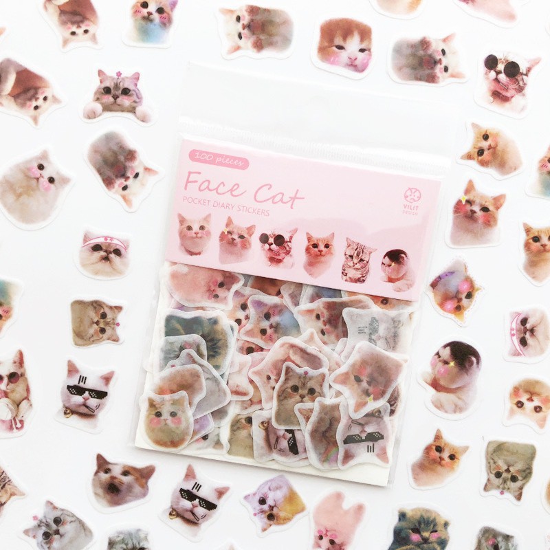 Set 100 miếng dán sticker cute họa tiết hoạt hình dùng để trang trí đa năng,nhãn dán sáng tạo ND23