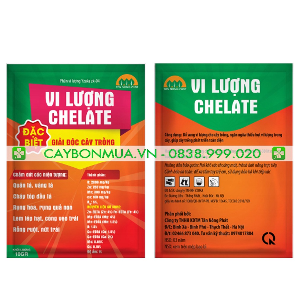 PHÂN BÓN VI LƯỢNG CHELATE - KHỐI LƯỢNG 10G