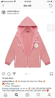 Áo Khoác Dù Nón Rời Jacket Bông Cúc 🍂