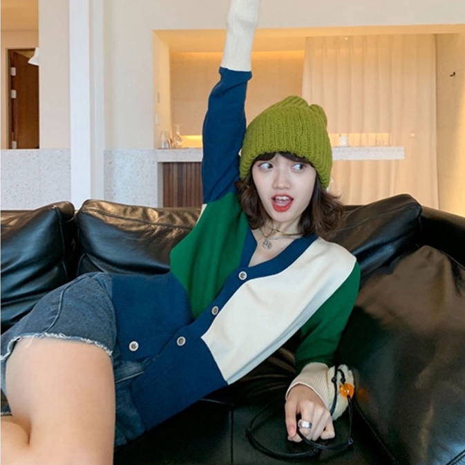 Áo khoác cardigan dệt kim ZHELIHANGFEI tay dài cổ chữ V phong cách phương Tây thời trang cho nữ