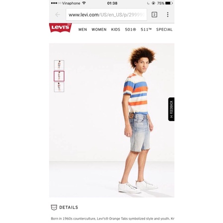 Thanh lý quần short nam Levis Auth