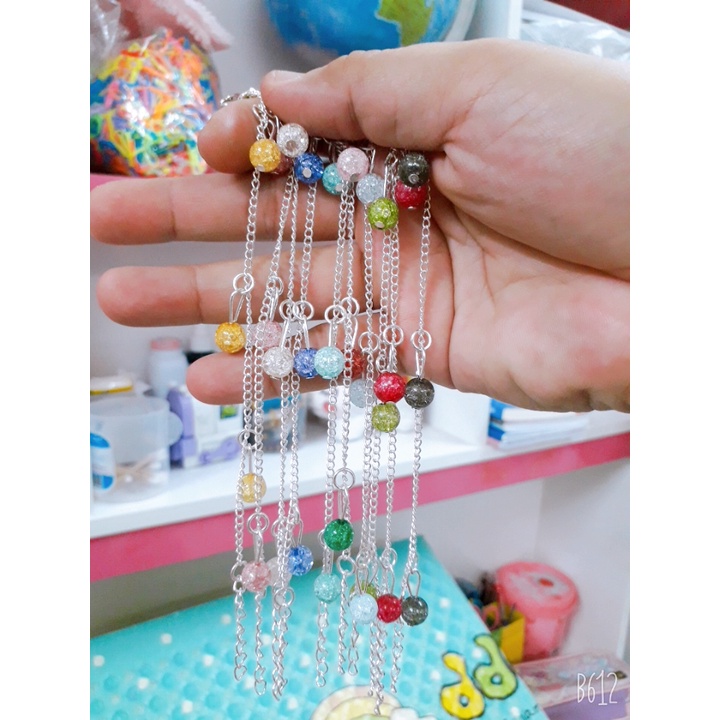 Sỉ 1 set 10 vòng tay xích mix đá tuyết mưa 8mm