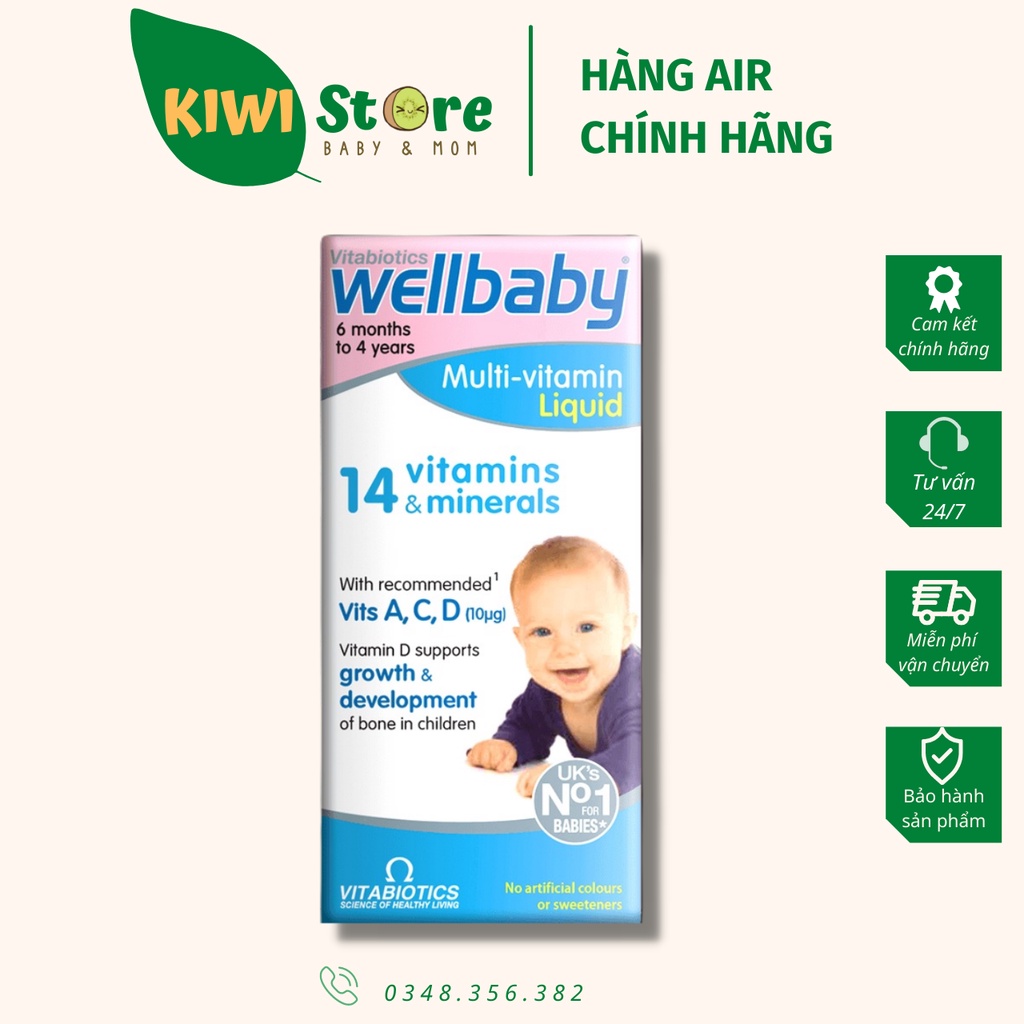 WELLBABY Multi-vitamin Liquid cho bé từ 6 tháng đến 4 tuổi