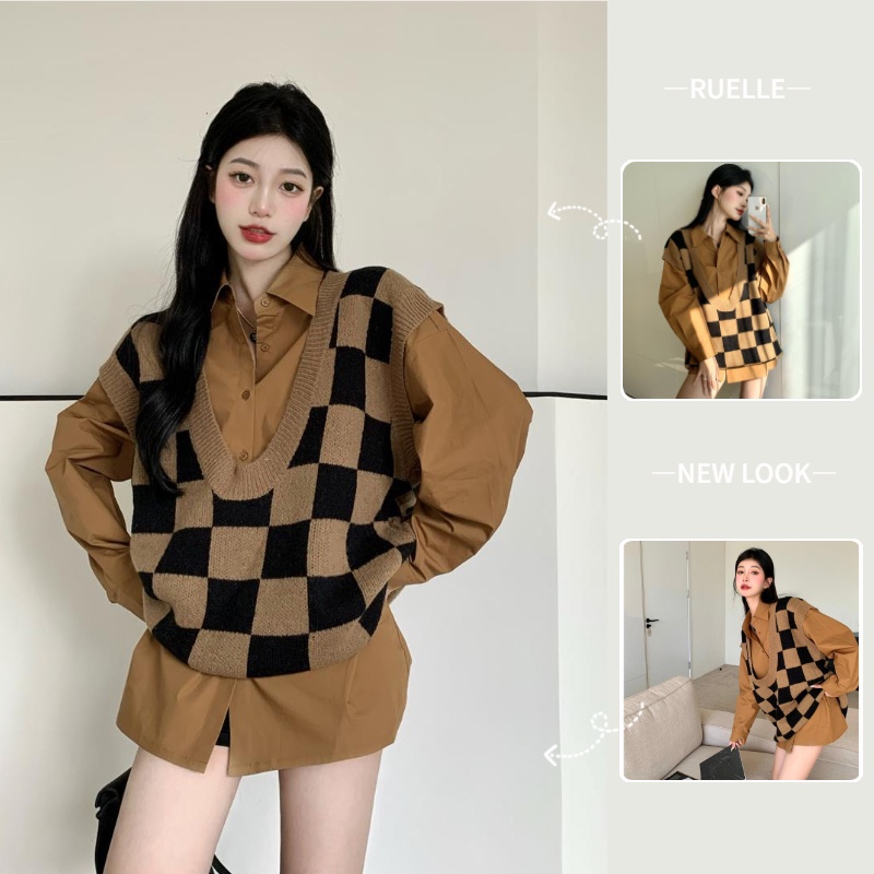 Set áo sơ mi tay dài và áo len không tay thời trang cổ điển (có bán lẻ)